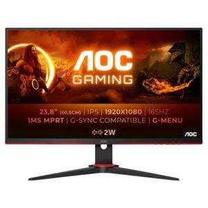 AOC Gaming 24G2SPU/BK - G2 Series - écran LED - jeux - 23.8" - 1920 x 1080 Full HD (1080p) @ 165 Hz - IPS - 300 cd/m² - 1000:1 - 4 ms - 2xHDMI, VGA, DisplayPort - haut-parleurs - noir, rouge - Publicité