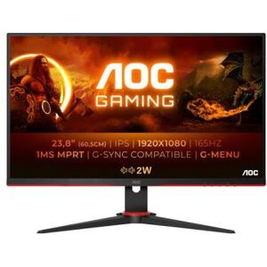 AOC Gaming 24G2SPAE/BK - G2 Series - écran LED - jeux - 23.8" - 1920 x 1080 Full HD (1080p) @ 165 Hz - IPS - 300 cd/m² - 1000:1 - 1 ms - 2xHDMI, VGA, DisplayPort - haut-parleurs - noir, rouge - Publicité