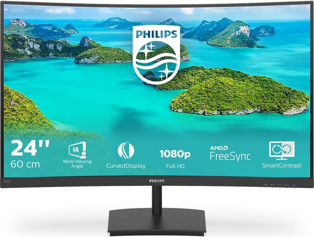 Philips 241E1SCA Full HD 24" Curved VA LCD Monitor - Black, Black