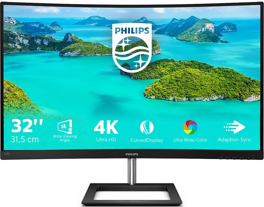 Philips 328E1CA 4K Ultra HD 31.5" Curved LED Monitor - Black, Black