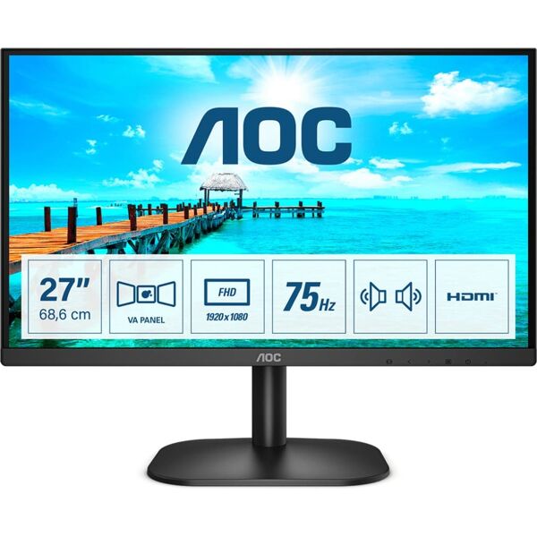 aoc 27b2am monitor led 27 pollici full hd luminosità 250 cd/m2 risposta 4ms hdmi vga - 27b2am basic line