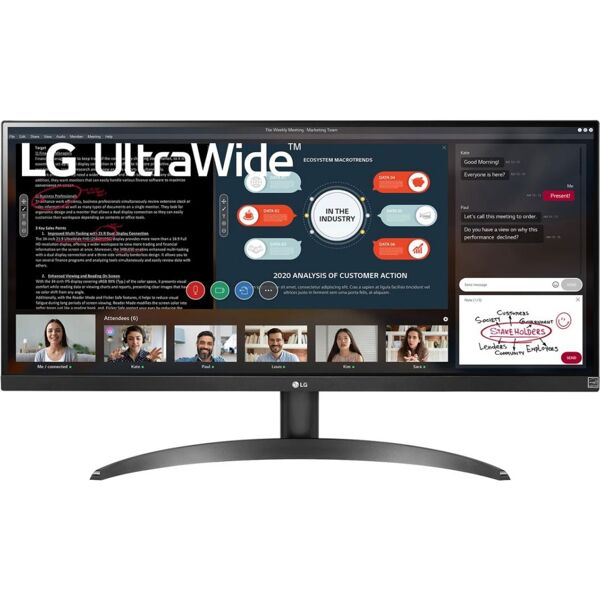 lg 29wp500-b monitor led 29 full hd ultrawide 2560 x 1080 pixel luminosità 250 cd/m² contrasto 1000:1 - 29wp500-b