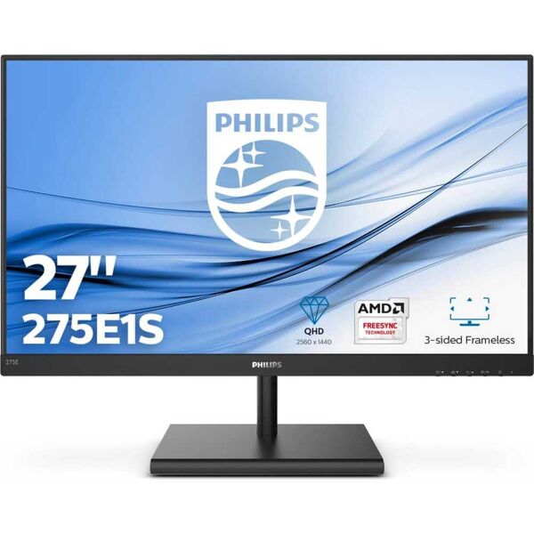 philips 275e1s monitor pc 27 quad hd 2560 x 1400 px luminosità 250 cd/m² contrasto 1000:1 vga hdmi displayport - 275e1s e line