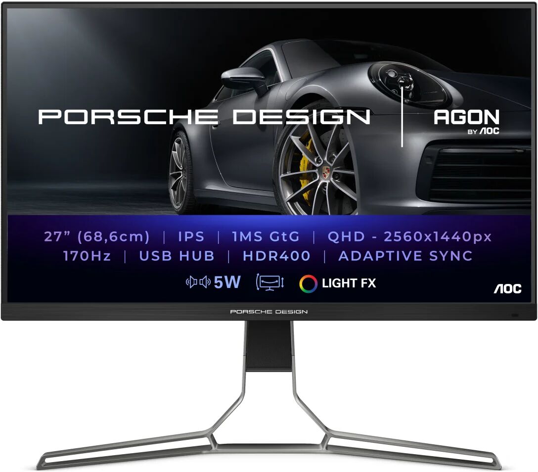 AOC Monitor  Porsche PD27S LED display 68,6 cm (27") 2560 x 1440 Pixel Quad HD LCD Nero, Grigio [PD27S]