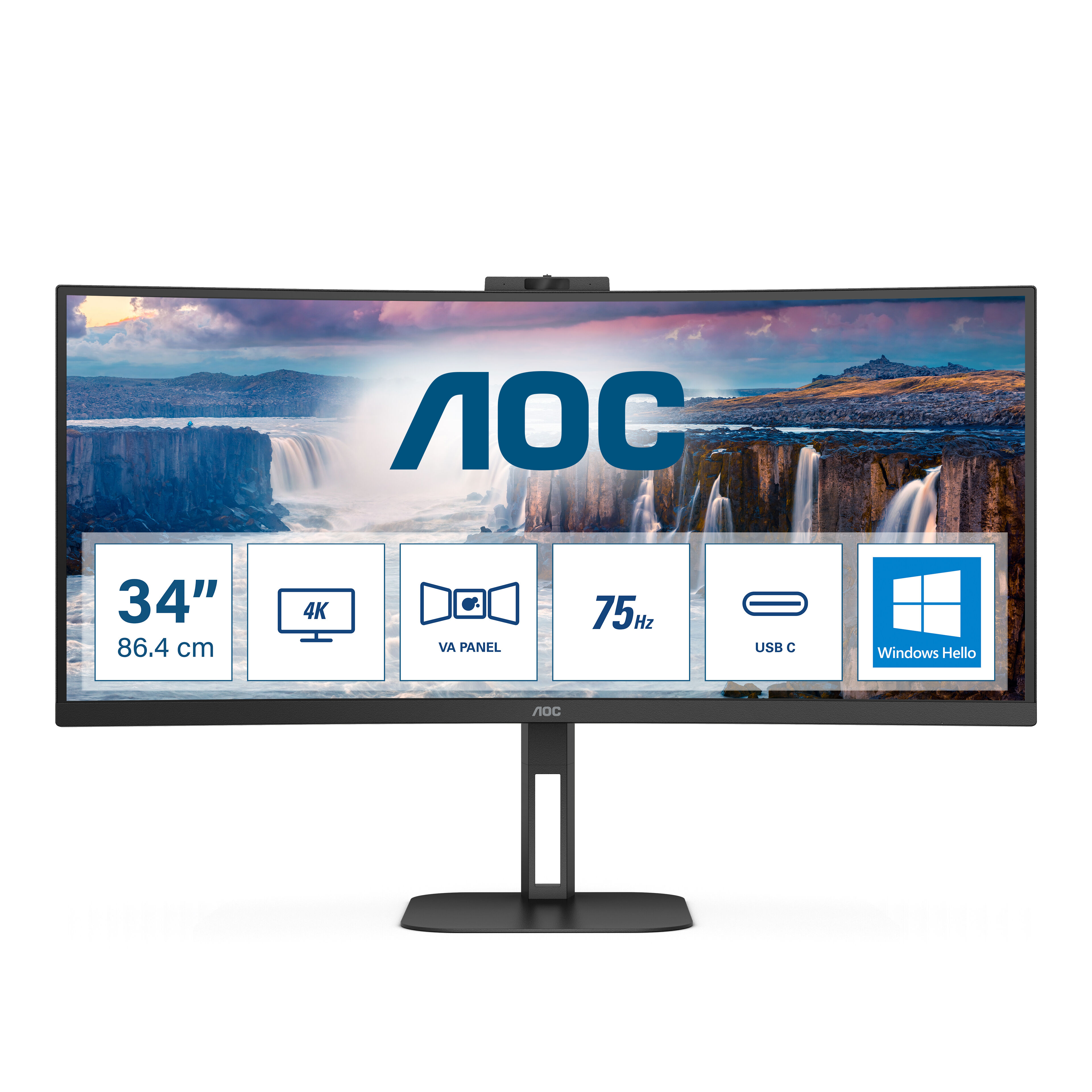 AOC Monitor  V5 CU34V5CW/BK LED display 86,4 cm (34") 3440 x 1440 Pixel Wide Quad HD Nero [CU34V5CW/BK]