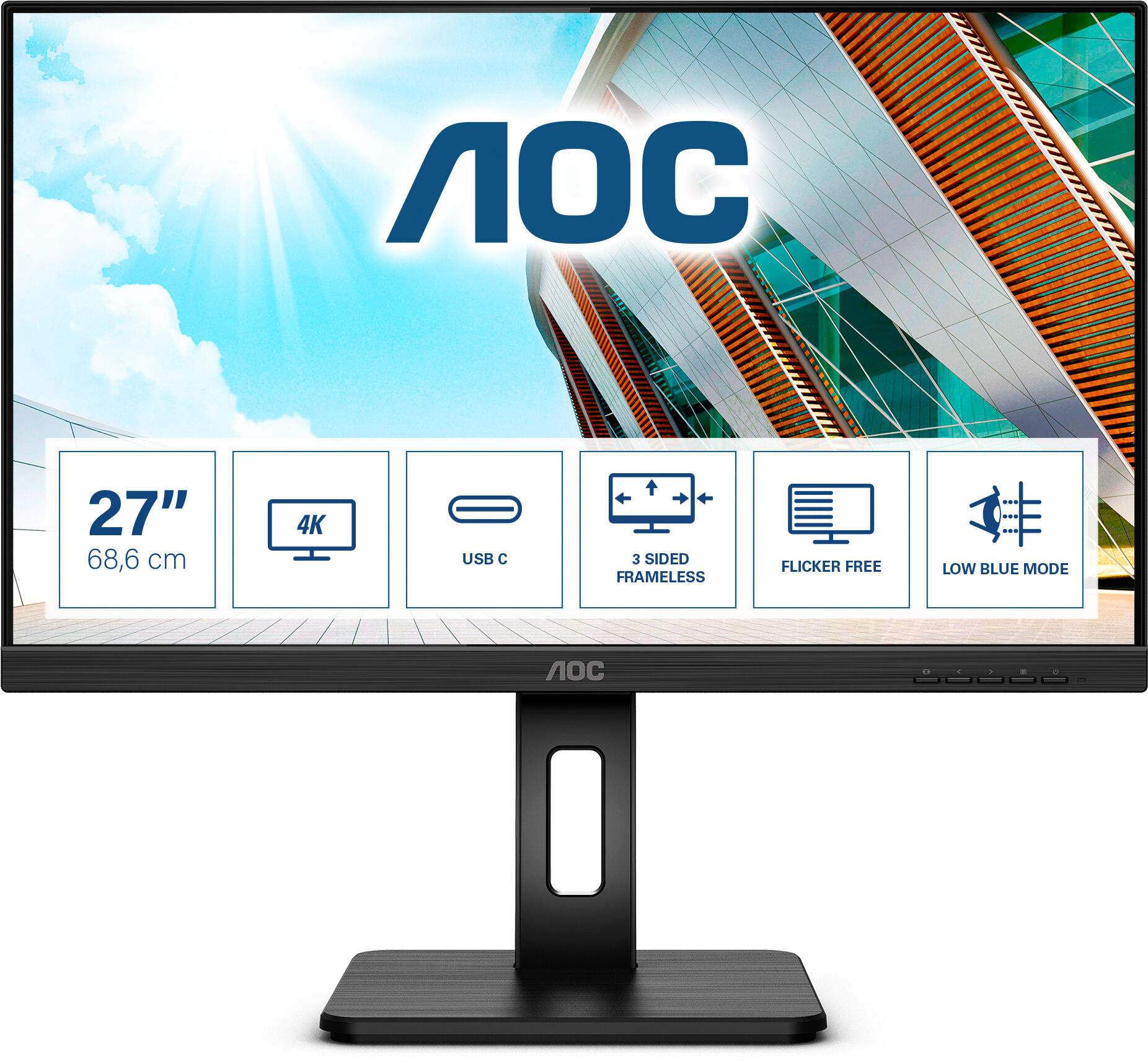 AOC U27P2CA Monitor PC 68,6 cm (27") 3840 x 2160 Pixel 4K Ultra HD LED Nero [U27P2CA]