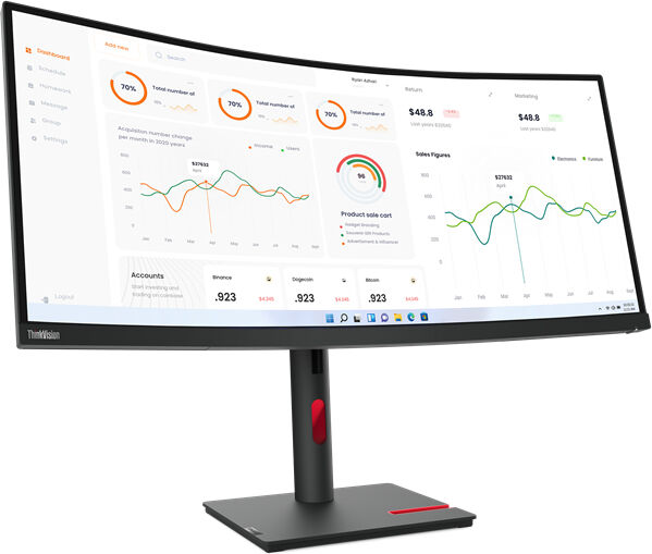 Lenovo Monitor  ThinkVision T34w-30 LED display 86,4 cm (34") 3440 x 1440 Pixel Wide Quad HD Nero [63D4GAT1EU]