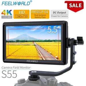 FEELWORLD S55 5.5 inch DSLR Camera Monitor 4K HDMI LCD IPS HD 1280x720 Display Field Monitor 8.4V DC Output for Nikon Sony Canon