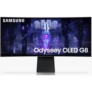 SAMSUNG Odyssey G8 LS34BG850SUXXU Ultrawide QHD OLED Curved Smart Gaming Monitor, 34â€�, White - White - Unisex