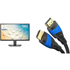 Dell SE2222H 21.5 Inch Full HD Monitor, 60Hz, VA, HDMI, VGA, 3 Year Warranty, Black & HDMI Cable 4K – 5m – with A.I.S Shielding – Designed in Germany – by CableDirect