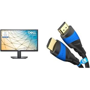 Dell SE2222H 21.5 Inch Full HD Monitor, 60Hz, VA, HDMI, VGA, 3 Year Warranty, Black & HDMI Cable 8K / 4K – 3m – with A.I.S Shielding – Designed in Germany – CableDirect