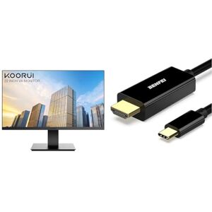 KOORUI 22 Inch Business Computer Monitor, FHD 1080p 75hz Desktop Monitor & BENFEI USB C to HDMI Cable, 4K 1.8M USB Type C to HDMI Adapter