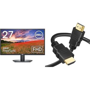 Dell SE2722HX 27 inch Full HD Monitor, 75Hz, VA, 4ms, AMD FreeSync, HDMI, VGA, 3 Year Warranty, Black & iSOUL 4K HDMI Cable, High-Speed Ultra HD HDMI 2.0 Cable, Supports 3D Formats with Audio Return