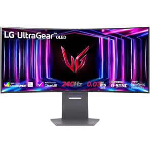 LG UltraGear Curved OLED Gaming Monitor 34GS95QE, 34 inch, 1440p, 240Hz, 0.03ms Response Time, HDR 10, NVIDIA G-Sync & AMD FreeSync compatible, Smart Energy Saving, DisplayPort, HDMI