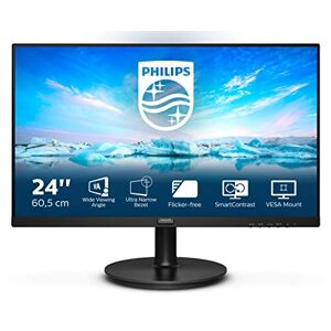 Philips 242V8LA - 24 Inch FHD Monitor, 75Hz, 4ms, VA, Speakers LowBlue, Flickerfree (1920 x 1080, 250 cd/m², HDMI/VGA/DP) (Renewed)