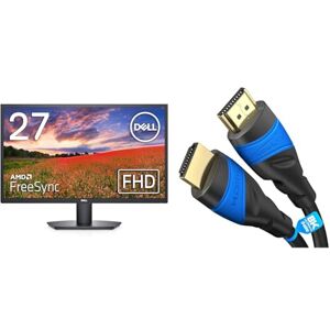 Dell SE2722HX 27 inch Full HD (1920 x 1080) Monitor, 75Hz, VA, 4ms, AMD FreeSync & HDMI Cable 8K / 4K – 0.25m – with A.I.S Shielding – Designed in Germany (supports all HDMI devices like PS5/Xbox