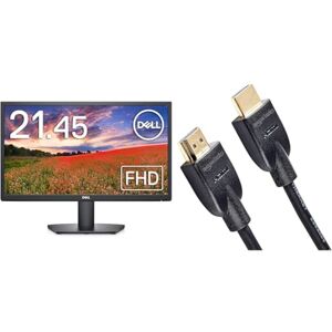 Dell SE2222H 21.5 Inch Full HD (1920x1080) Monitor, 60Hz, VA, HDMI, VGA, 3 Year Warranty, Black & Amazon Basics HDMI Cable, 18Gbps High-Speed, 4K@60Hz, 2160p, Ethernet Ready, 7.6 m, Black