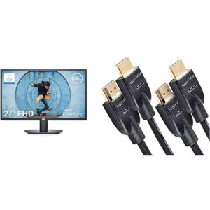 Dell SE2722HX 27 inch Full HD (1920 x 1080) Monitor, 75Hz, VA, 4ms, AMD FreeSync, HDMI, VGA & Amazon Basics 2-Pack HDMI Cable, 18Gbps High-Speed, 4K@60Hz, 2160p, Ethernet Ready, 3m, Black