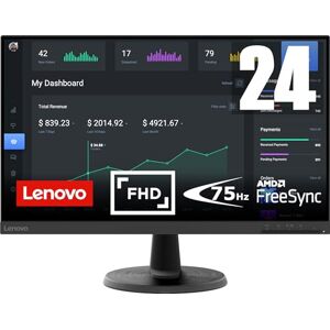 Lenovo D24-40 24 Inch Monitor FHD 1080p VA Screen 75Hz, 5ms Response Time HDMI and VGA Inputs VESA Mount Xbox, PS5, CCTV, Laptop, PC, Computer Monitor and More
