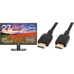 Dell SE2722HX 27 inch Full HD Monitor, 75Hz, VA, 4ms, AMD FreeSync, HDMI, VGA, 3 Year Warranty, Black & Amazon Basics 2-Pack HDMI Cable, 18Gbps High-Speed, 4K@60Hz, 2160p, 0.9 m, Black