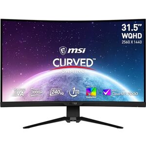 MSI MAG 325CQRXF 31.5 Inch WQHD Curved Gaming Monitor - 1000R, 2560 x 1440 Rapid VA Panel, 240 Hz / 1ms, 115% sRGB, DisplayHDR 400, Adaptive Sync, Mystic Light - DP 1.4a, HDMI 2.0, USB Type-C