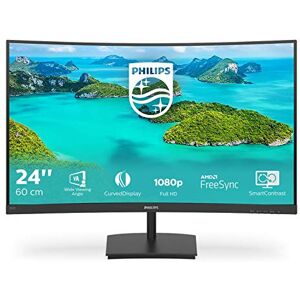 Philips 241E1SCA - 24 inch FHD Curved monitor, 75Hz, 4ms, VA, AMD FreeSync, Speakers, SmartImage (1920 x 1080, 250 cd/m², HDMI/VGA) (Renewed)