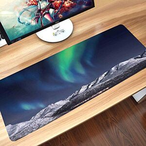 Acer Gaming Mouse Mat,Sky,Aurora Borealis Aurora Over Fjords Mountain at Night,Comfortable Mouse Pad Waterproof Keyboard Mat with Non-Slip Base, Stitched Edges, Smooth Surface for Computer and Desk60x35cm