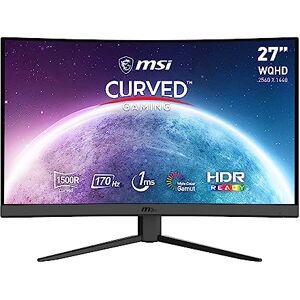 MSI G27CQ4 E2 27 Inch WQHD Curved Gaming Monitor - 1500R 2560 x 1440 VA Panel, 170Hz / 1ms, Adaptive-Sync, HDR Ready