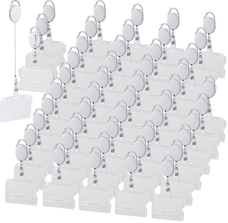 General Office 50er-Set Ausweishüllen aus Hartplastik, 60-cm-Jojo-Befestigungs-Clip