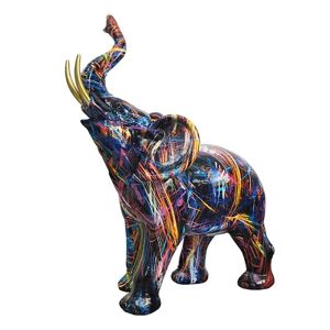 Mwin Maleri Graffiti Elefant Skulptur Resin Dyre Statue Decor C