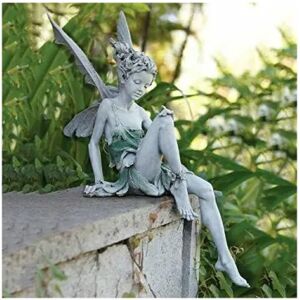 Havedekoration Magical Fairy Sitting, Tudor og Turek Sitting Resin Havedekoration 9*12*22cm