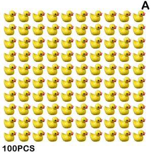 100/200 stk Mini Rubber Ducks Miniature Resin Ducks Gul Tiny D 100pcs yellow 100pcs