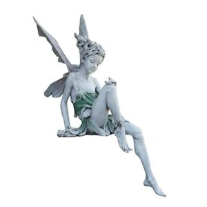 HEET Resin Siddende Fairy Statue Have Ornament Veranda Skulptur White