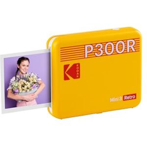 Kodak Mini 3 Retro 4PASS Portable Photo Printer (3x3") + 8 Sheets, Yellow