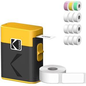 Kodak Label ERA M50 Label Maker Machine Bundle, Yellow (Label Printer with 1 Roll Sticker Label + 12 Rolls Set, White 9Rolls, Pink/Green/Yellow 1 Roll each)