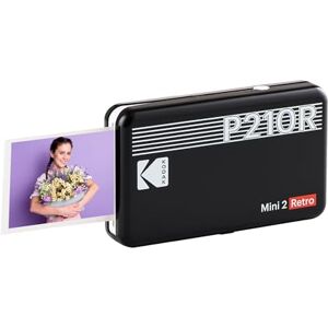 Kodak Mini 2 Retro Portable Instant Photo Printer, Wireless Connection, Compatible with iOS, Android & Bluetooth, Real Photo (2.1x3.4”), 4Pass Technology & Lamination Process, Premium Quality- Black