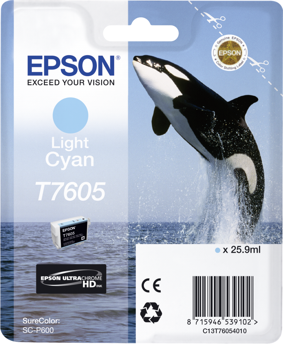 Epson T7605 inktcartridge Cyaan high capacity clair 25,9ml