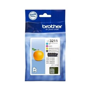 TINTENPATRONEN LC-3211 Value Pack für BROTHER Drucker, für ca. 200 Seiten je Farbe, Cyan, Magenta, Gelb, Schwarz