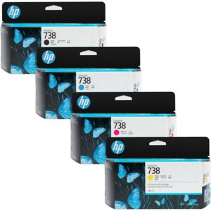 HP Tinten-Set Nr. 738 CMYK für Designjet T850 T950 MFP 4x 130ml Cyan Magenta Yellow Schwarz Tinte Multipack 4-Pack 4er 498N4A 498N5A 498N6A 498N7A