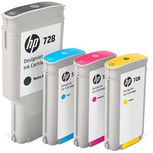 HP Tinten-Set CMYMk Nr. 728 Designjet T730 T830 Tintenset Tinte 4er 4-Pack Multipack 1x 300ml+3x 130ml 3WX25A F9J67A F9J66A F9J65A