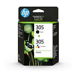 Original HP Tintenpatronen 305 CMYK, Mixpack, schwarz-pigmentiert