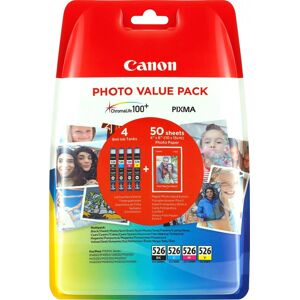 Canon Tinten Multipack CLI-526BK/526C/526M/526Y inkl. 50 Blatt Fotopapier 10x15cm