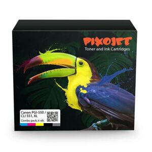 Pixojet Blækpatroner Canon PGI 550/CLI 551 XL Combo Pack 83 ml rabatpakke 6 stk