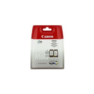 Canon PG-545 / CL-546 Value Pack - 2 pakker - 8 ml - sort, farve (cyan, magenta, gul) - original - hængekasse - blækpatron/papirsæt - for PIXMA iP2850, MG2450, MG2550, TR4550, TR4551