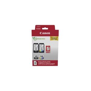 Canon PG-545 / CL-546 Value Pack - 2 pakker - 8 ml - sort, farve (cyan, magenta, gul) - original - hængekasse - blækpatron/papirsæt - for PIXMA iP2850, MG2450, MG2550, TR4550, TR4551