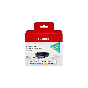 Canon PGI-550/CLI-551 PGBK/C/M/Y/BK/GY Multi Pack - 6 pakker - grå, sort, gul, cyan, magenta - original - blækbeholder - for PIXMA iP7250, iP8750, iX