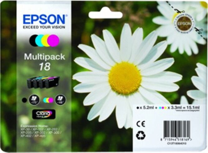 Epson Pack ahorro cartuchos de tinta original EPSON, 18, Margarita, C13T18064022, T1806