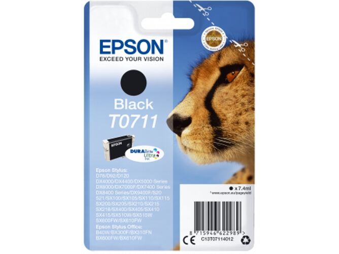 Epson Cartucho de tinta original EPSON T0711, Guepardo 7,4 ml , Negro, C13T07114012