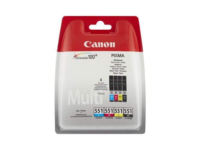 Canon Pack Cartuchos de tinta Original CANON CLI-551 para PIXMA iP8750, iX6850, MG5550, MG5650, MG5655, MG6450, MG6650, MG7150, MG7550, MX725, MX925