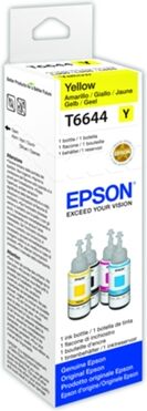 Epson Cartucho de tinta original EPSON, T6644, Botellas de tinta de 4 colores para la serie L 70 ml , Amarillo, C13T664440